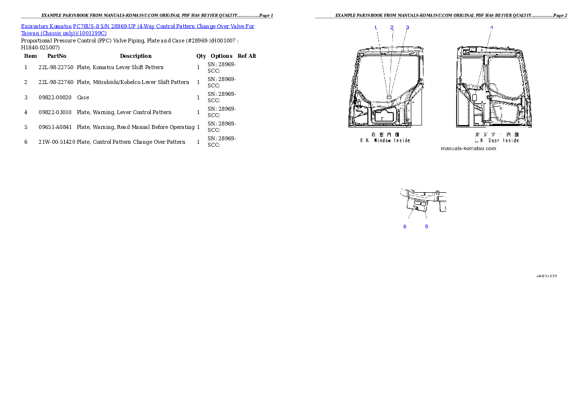 Protected: PC78US-8 S/N 28969-UP (4-Way Control Pattern Change Over Valve For Taiwan (Chassis only)) Partsbook Protected: PC78US-8 S/N 28969-UP (4-Way Control Pattern Change Over Valve For Taiwan (Chassis only)) Partsbook