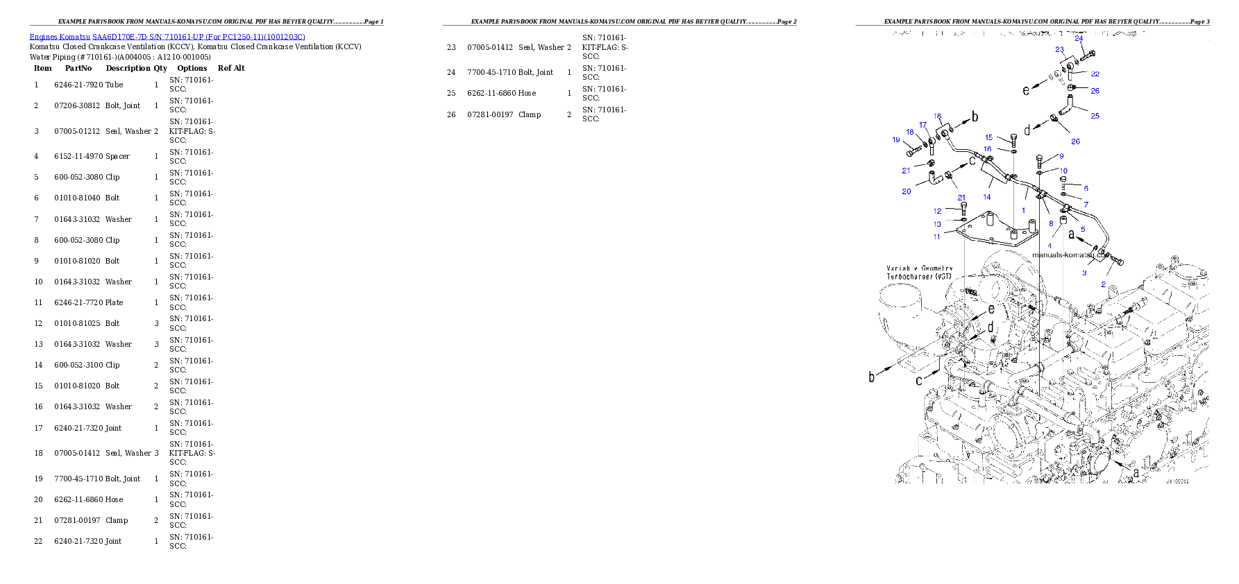 Protected: SAA6D170E-7D S/N 710161-UP (For PC1250-11) Partsbook