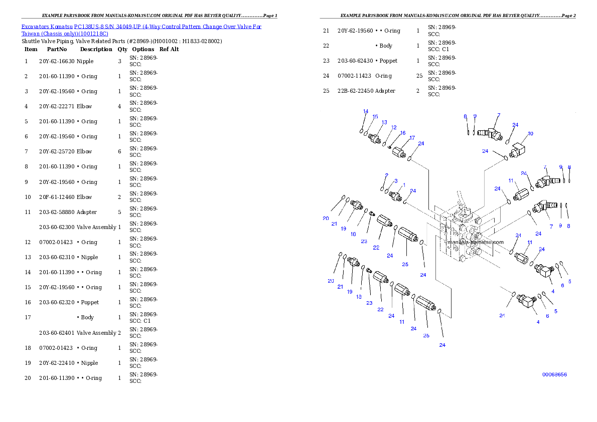 PC138US-8 S/N 34049-UP (4-Way Control Pattern Change Over Valve For Taiwan (Chassis only)) Partsbook