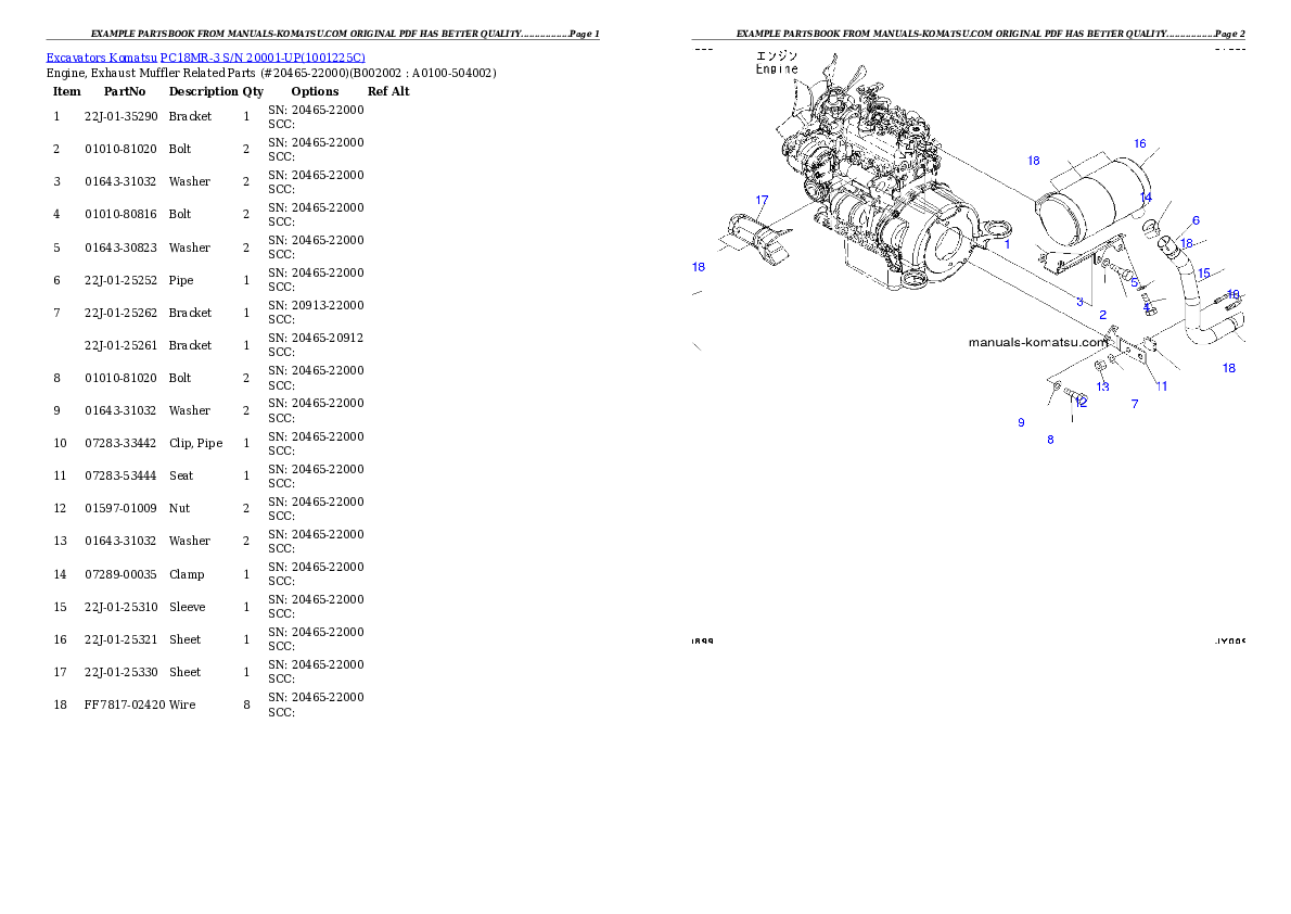 PC18MR-3 S/N 20001-UP Partsbook