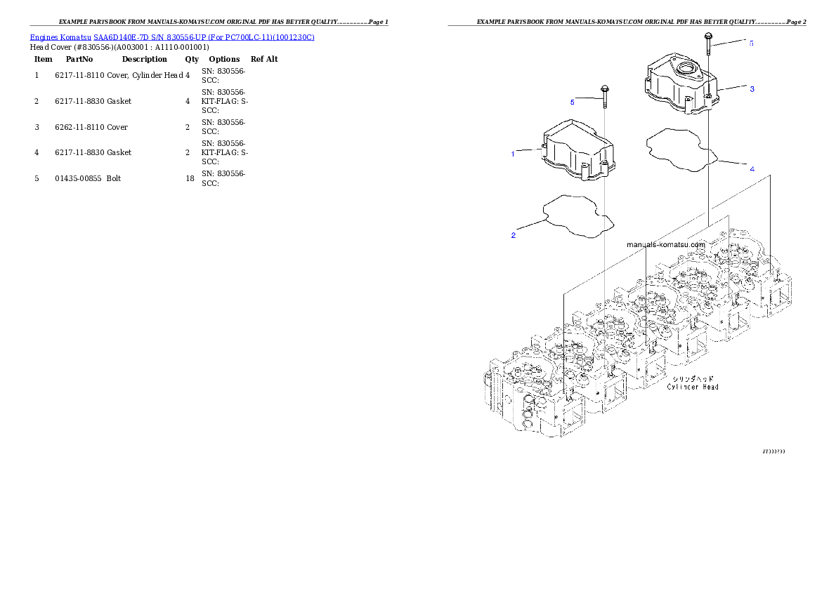 Protected: SAA6D140E-7D S/N 830556-UP (For PC700LC-11) Partsbook