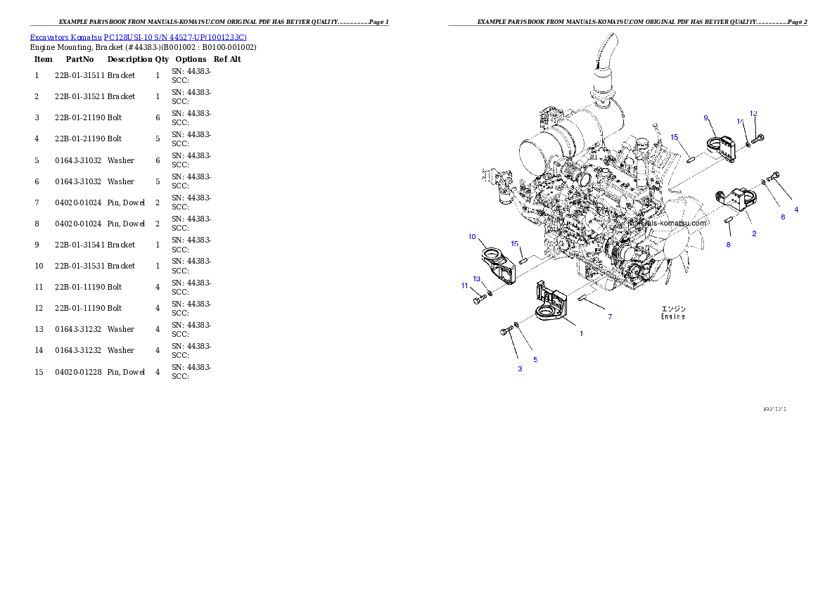 PC128USI-10 S/N 44527-UP Partsbook