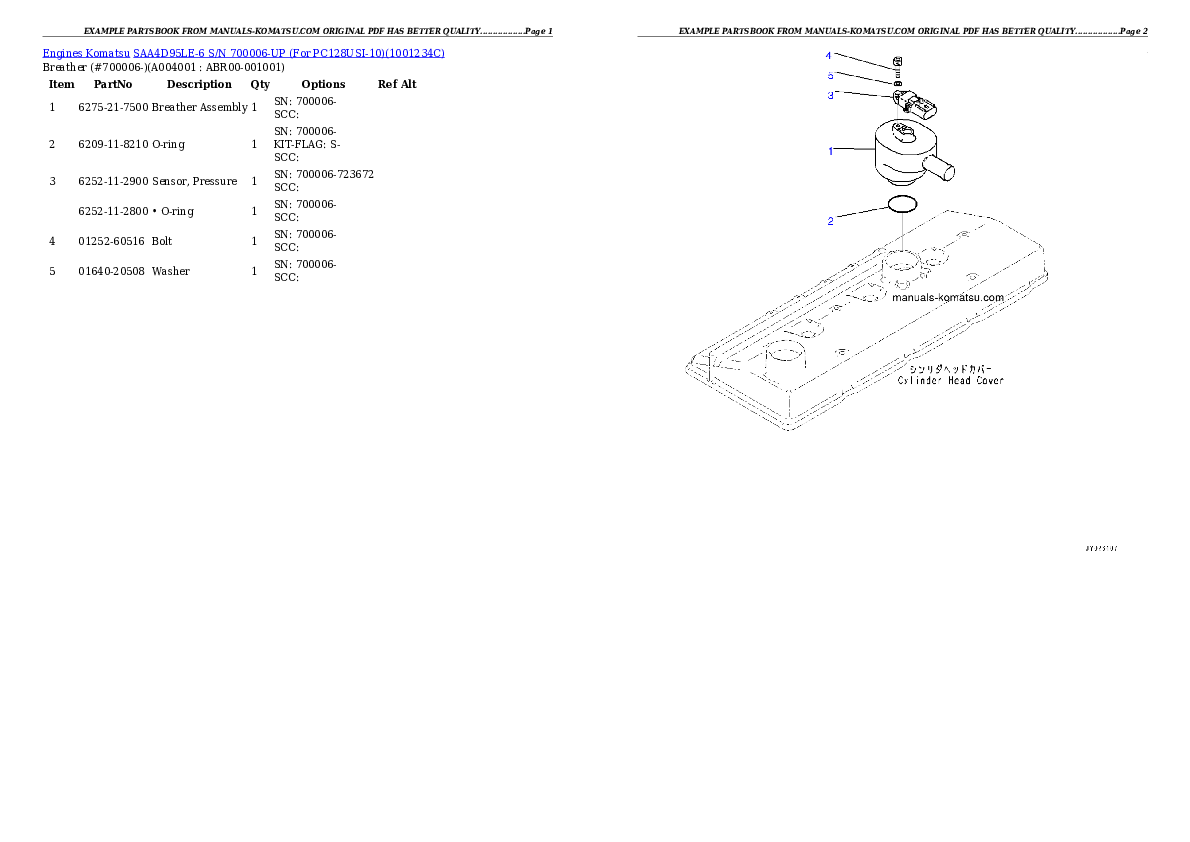 Protected: SAA4D95LE-6 S/N 700006-UP (For PC128USI-10) Partsbook