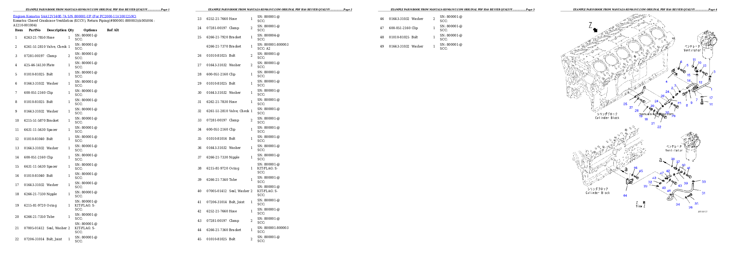 Protected: SAA12V140E-7A S/N 800001-UP (For PC2000-11) Partsbook