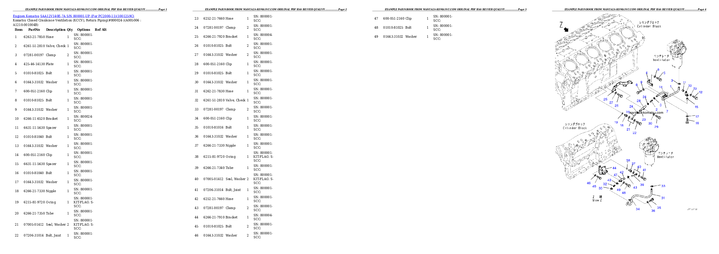 Protected: SAA12V140E-7A S/N 800001-UP (For PC2000-11) Partsbook