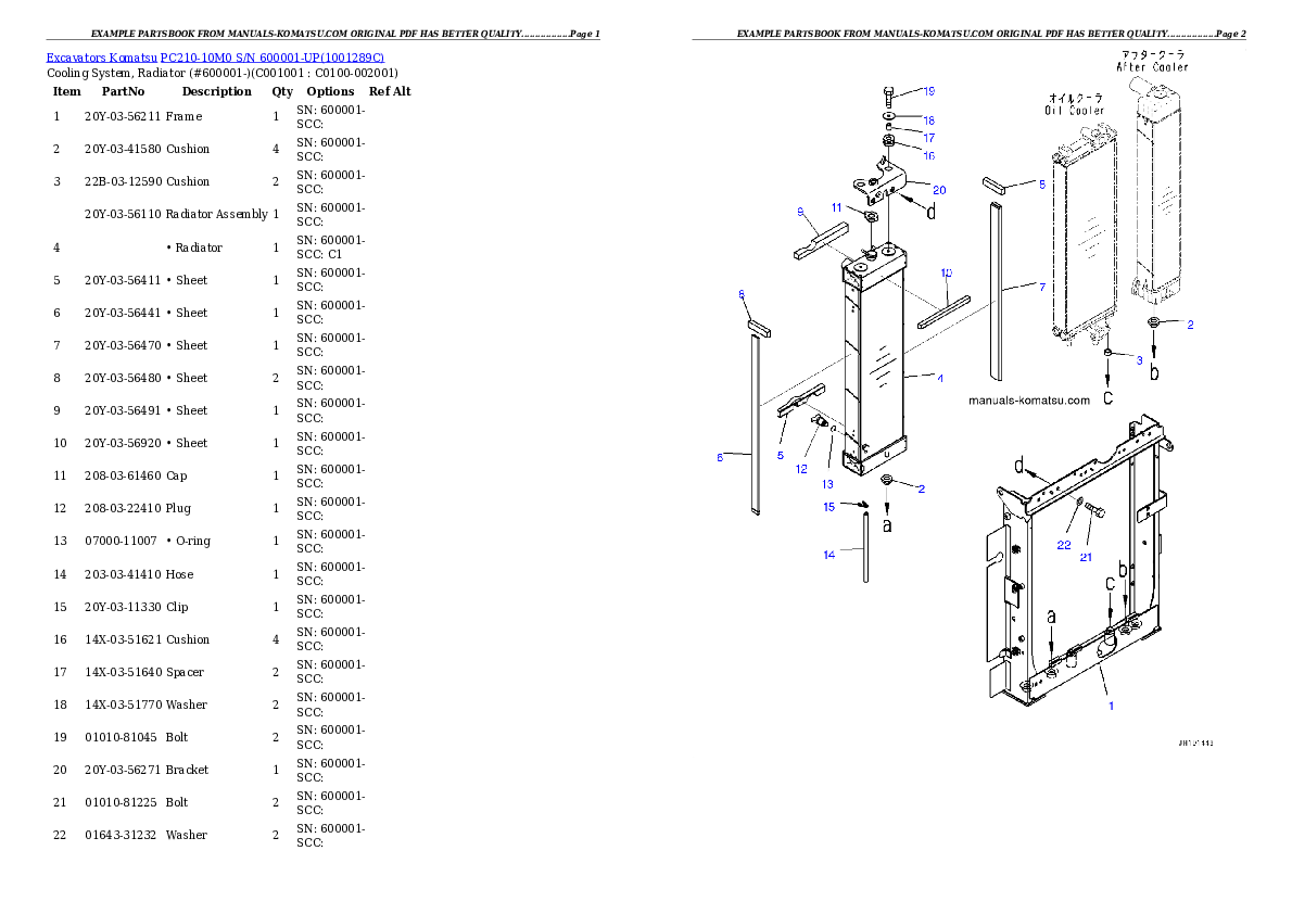Protected: PC210-10M0 S/N 600001-UP Partsbook