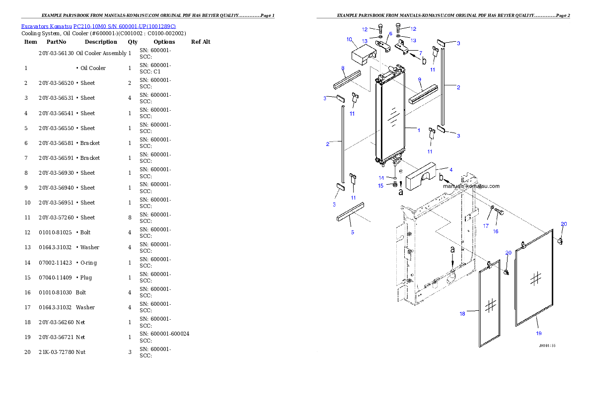 Protected: PC210-10M0 S/N 600001-UP Partsbook