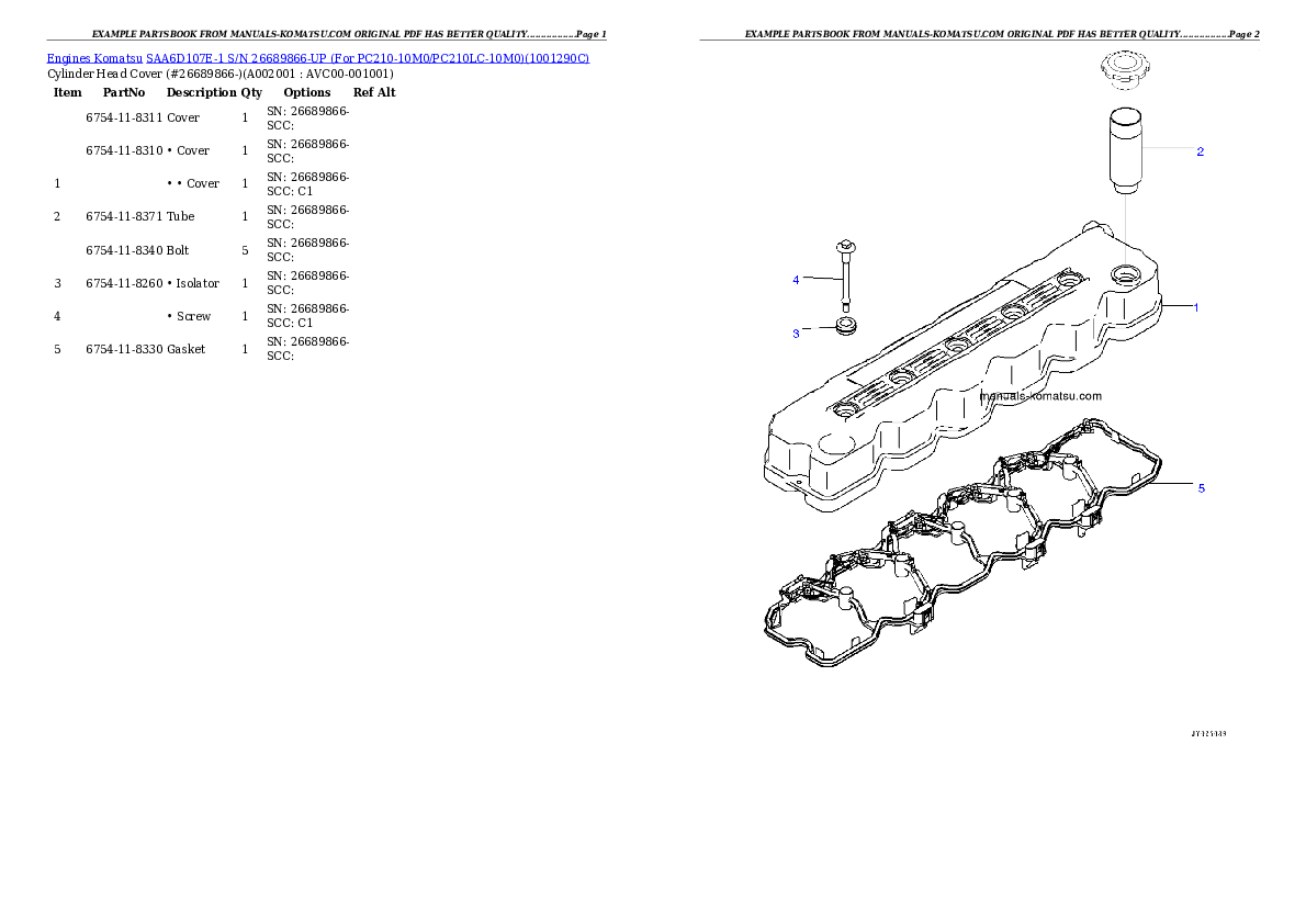 SAA6D107E-1 S/N 26689866-UP (For PC210-10M0/PC210LC-10M0) Partsbook