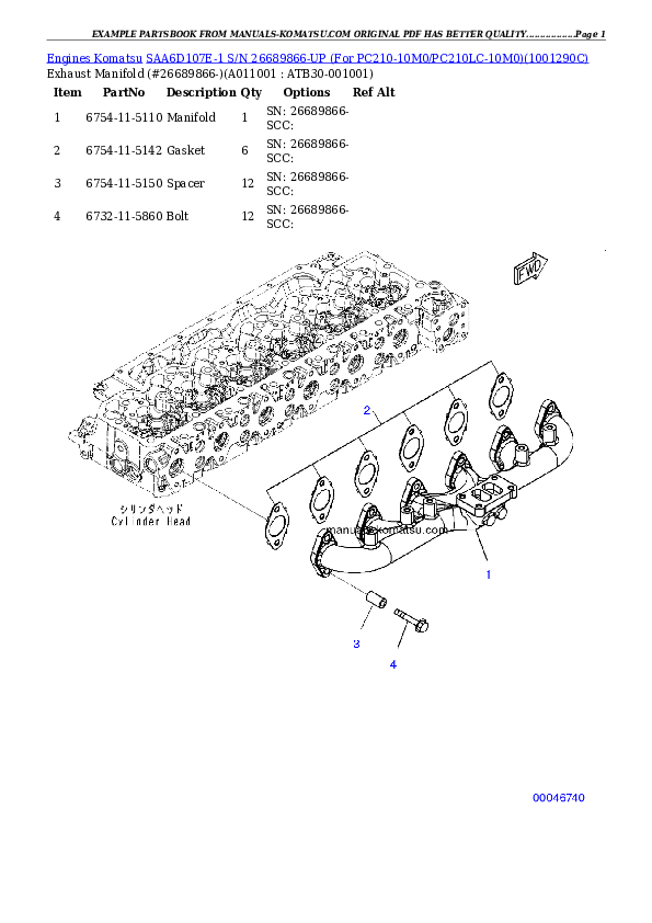 Protected: SAA6D107E-1 S/N 26689866-UP (For PC210-10M0/PC210LC-10M0) Partsbook