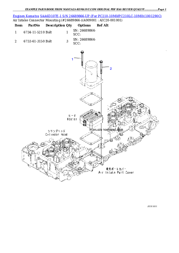 Protected: SAA6D107E-1 S/N 26689866-UP (For PC210-10M0/PC210LC-10M0) Partsbook