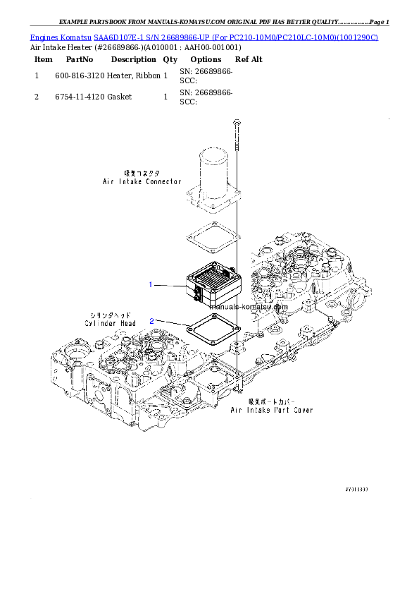 Protected: SAA6D107E-1 S/N 26689866-UP (For PC210-10M0/PC210LC-10M0) Partsbook
