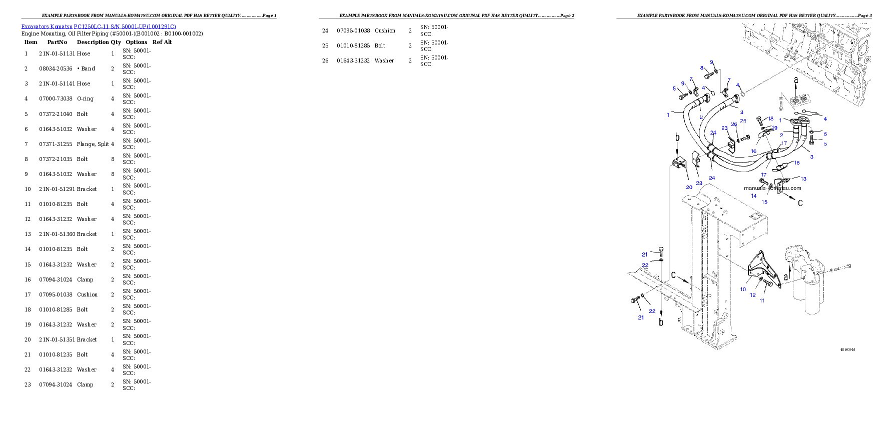 PC1250LC-11 S/N 50001-UP Partsbook