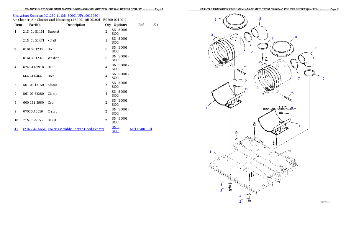 Protected: PC1250-11 S/N 50001-UP (For EU) Partsbook