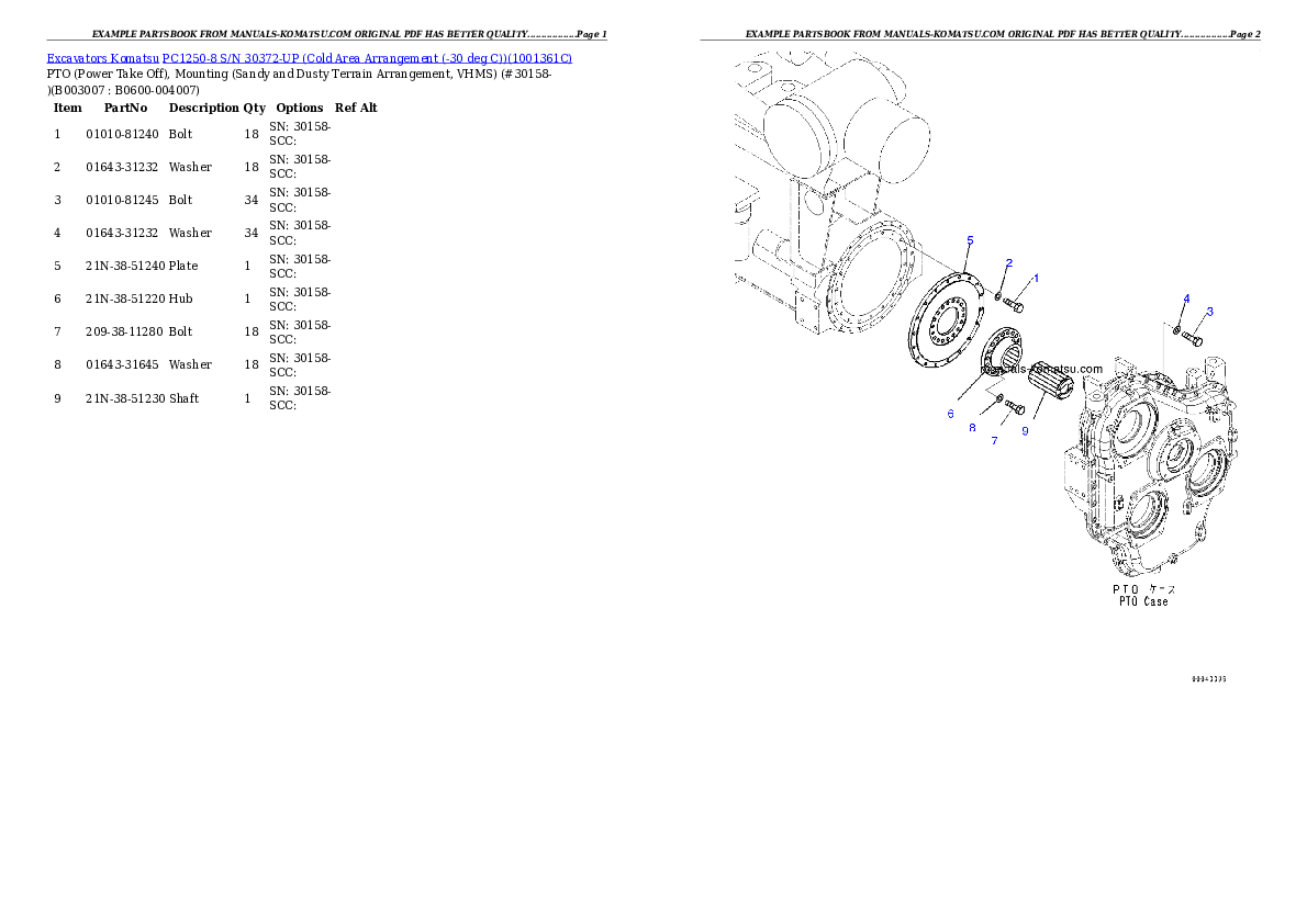 Protected: PC1250-8 S/N 30372-UP (Cold Area Arrangement (-30 deg C)) Partsbook
