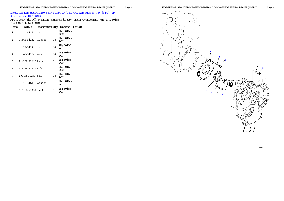 Protected: PC1250-8 S/N 30364-UP (Cold Area Arrangement (-30 deg C) , SP Specification) Partsbook