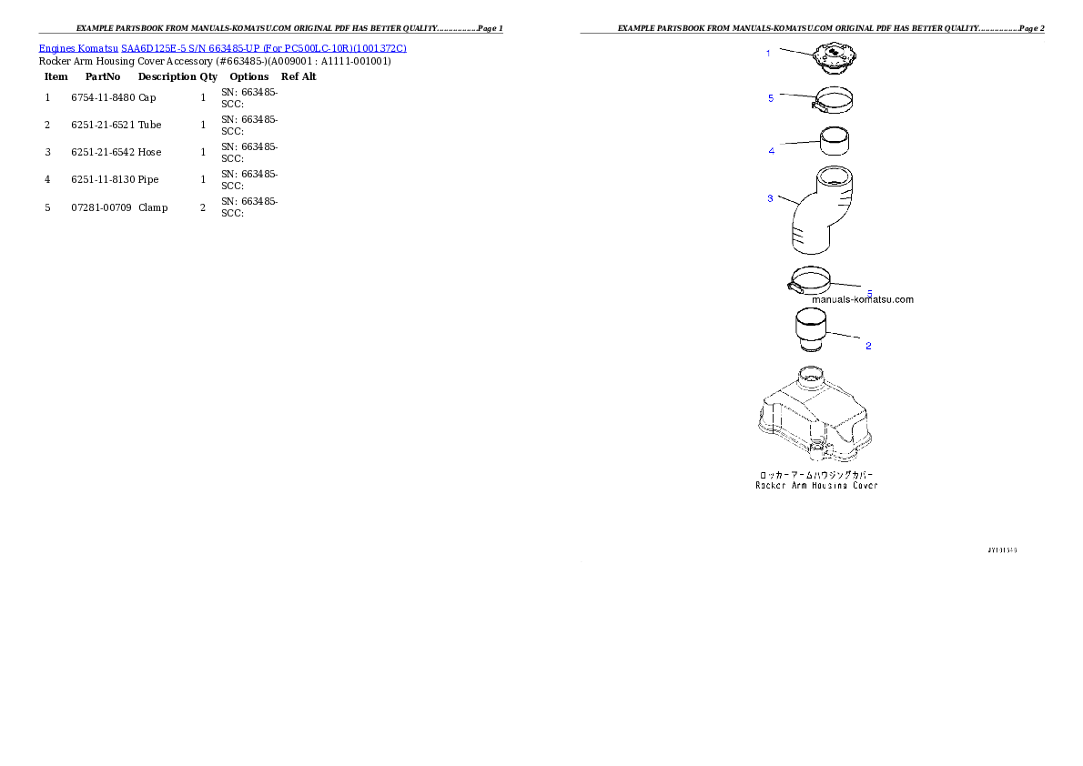 Protected: SAA6D125E-5 S/N 663485-UP (For PC500LC-10R) Partsbook