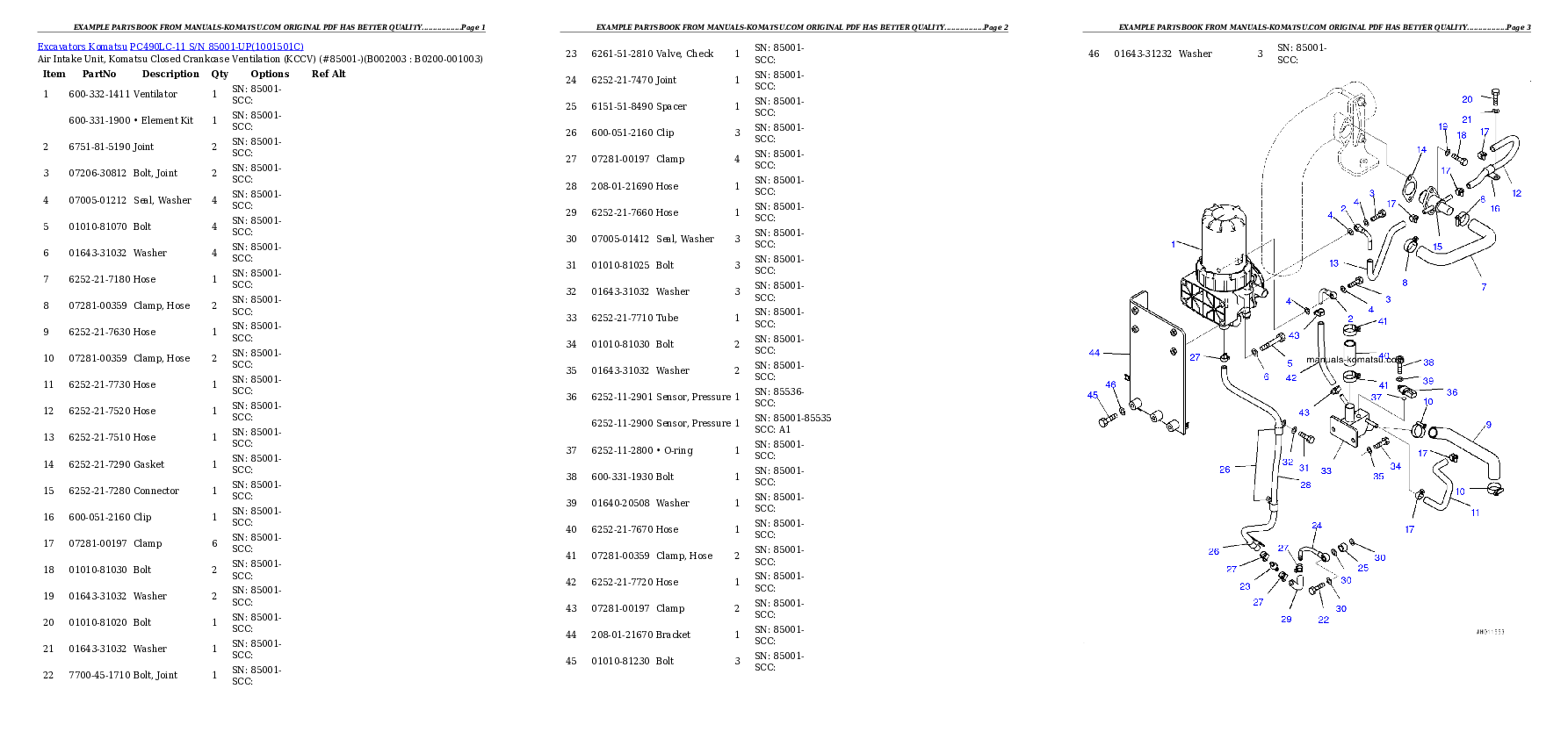 Protected: PC490LC-11 S/N 85001-UP (For North America) Partsbook