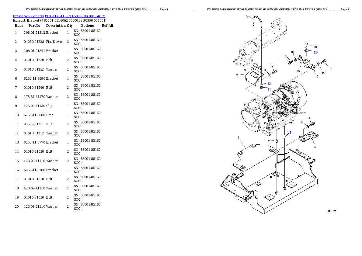 Protected: PC490LC-11 S/N 85001-UP (For North America) Partsbook