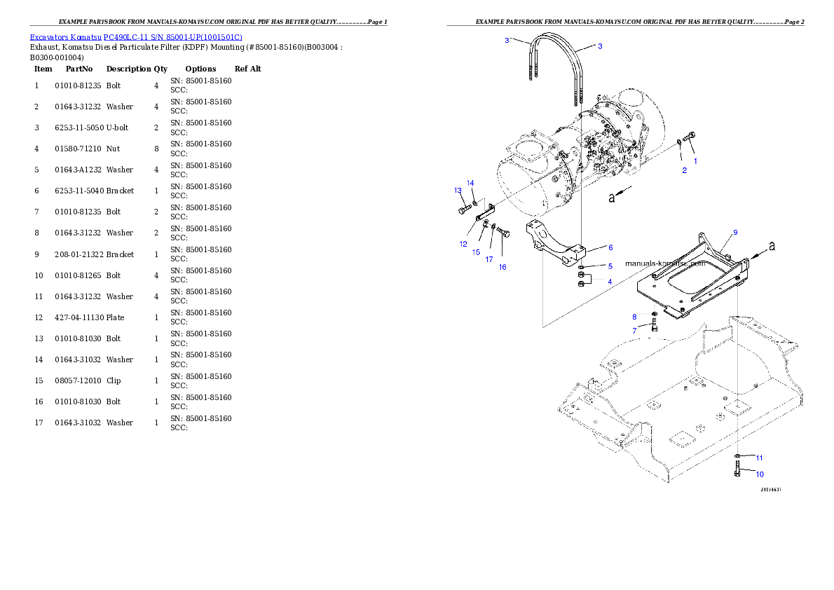 Protected: PC490LC-11 S/N 85001-UP (For North America) Partsbook