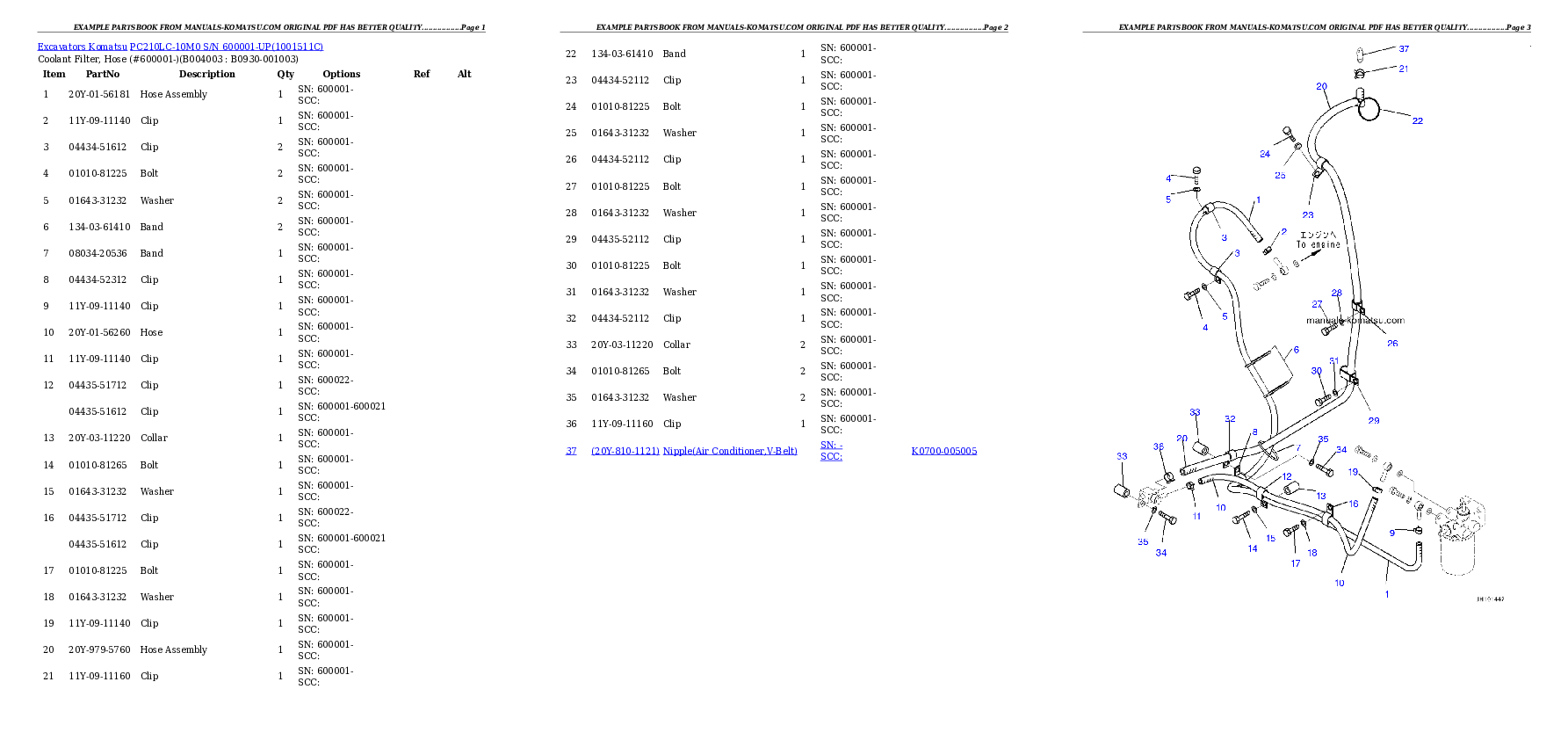 Protected: PC210LC-10M0 S/N 600001-UP Partsbook