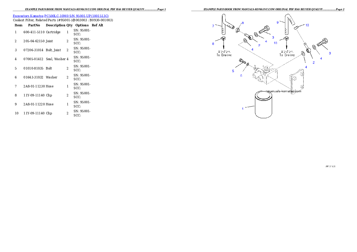 Protected: PC500LC-10M0 S/N 95001-UP Partsbook