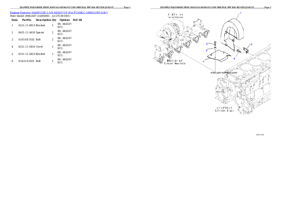 Protected: SAA6D125E-5 S/N 663507-UP (For PC500LC-10M0) Partsbook