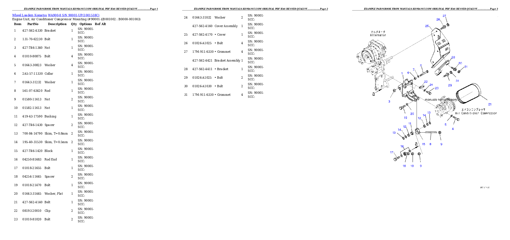 WA900-8 S/N 90001-UP Partsbook