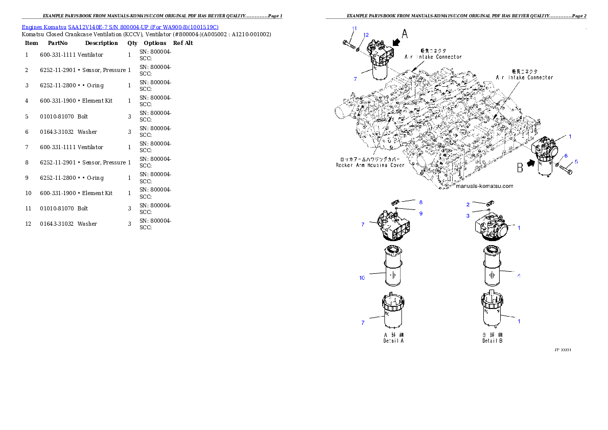 Protected: SAA12V140E-7 S/N 800004-UP (For WA900-8) Partsbook