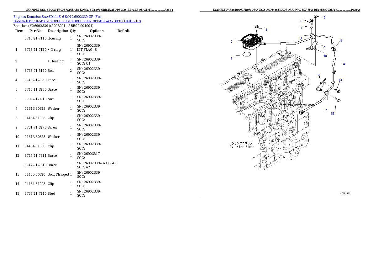 Protected: SAA6D114E-6 S/N 26902339-UP (For D65EX-18/D65EXI-18/D65PX-18/D65PXI-18/D65WX-18) Partsbook