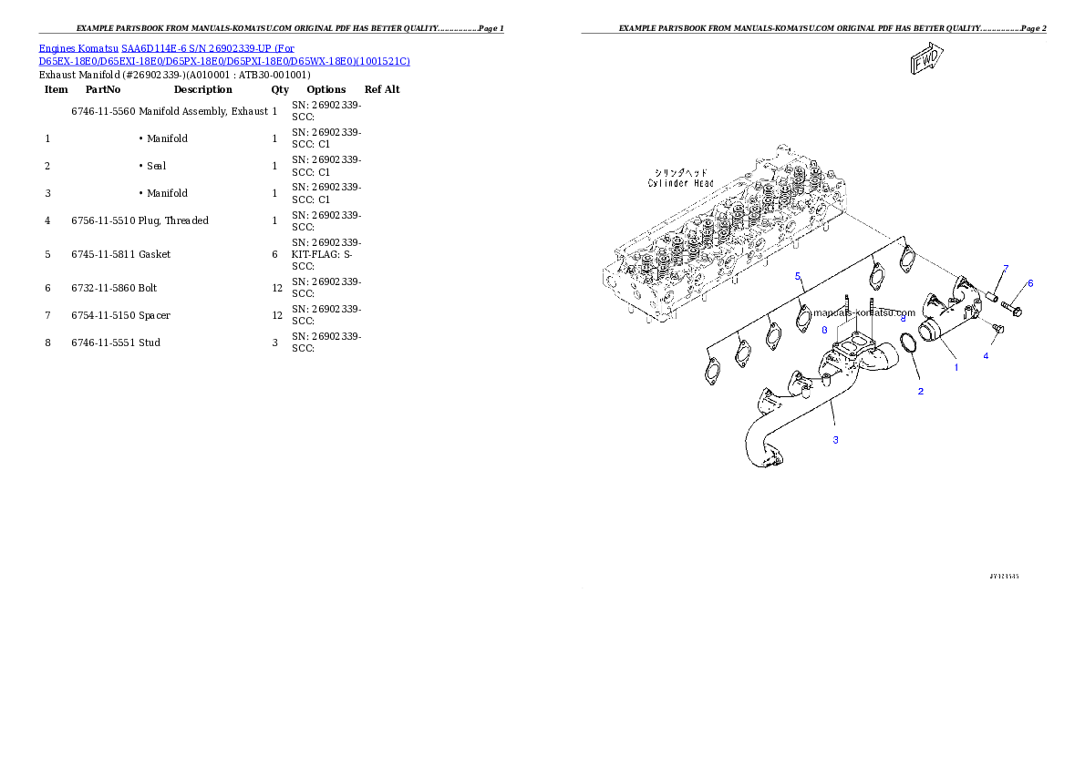 Protected: SAA6D114E-6 S/N 26902339-UP (For D65EX-18/D65EXI-18/D65PX-18/D65PXI-18/D65WX-18) Partsbook