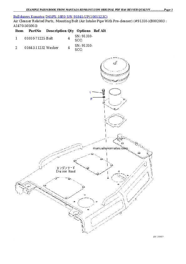Protected: D65PX-18E0 S/N 91845-UP Partsbook