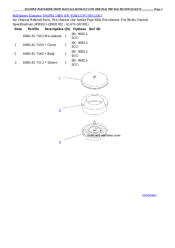 Protected: D65PXI-18E0 S/N 91845-UP Partsbook