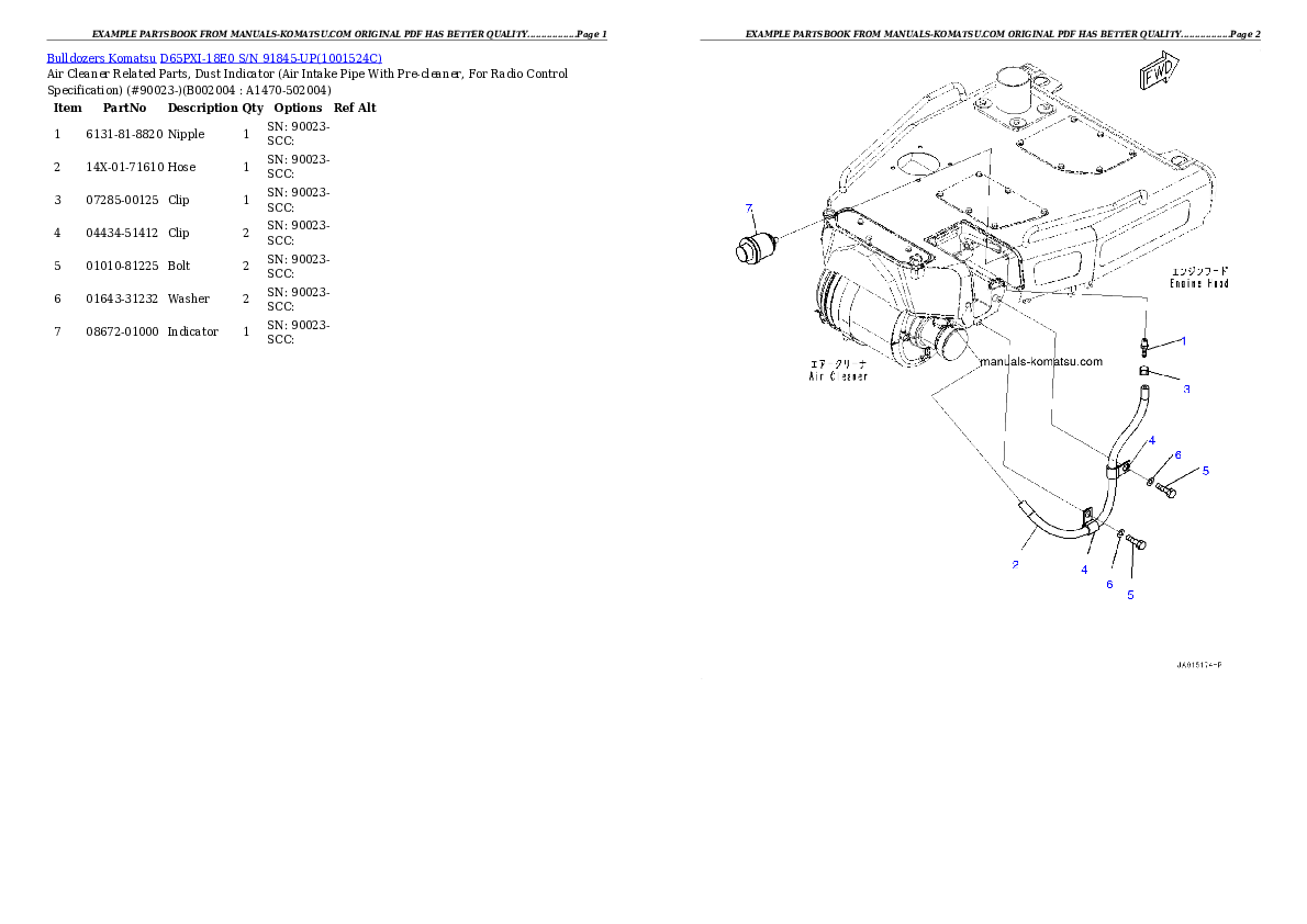 Protected: D65PXI-18E0 S/N 91845-UP Partsbook