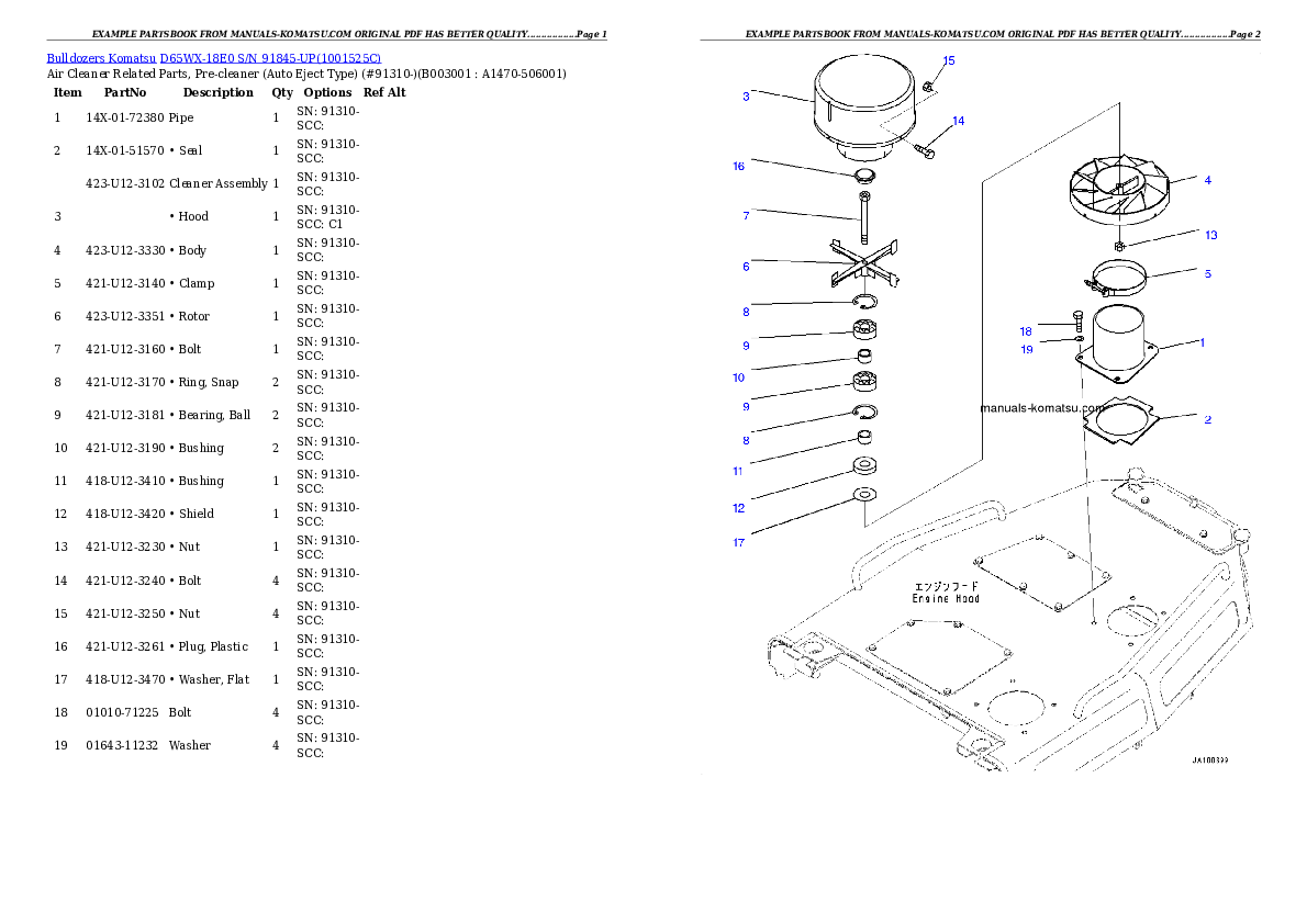 Protected: D65WX-18E0 S/N 91845-UP Partsbook