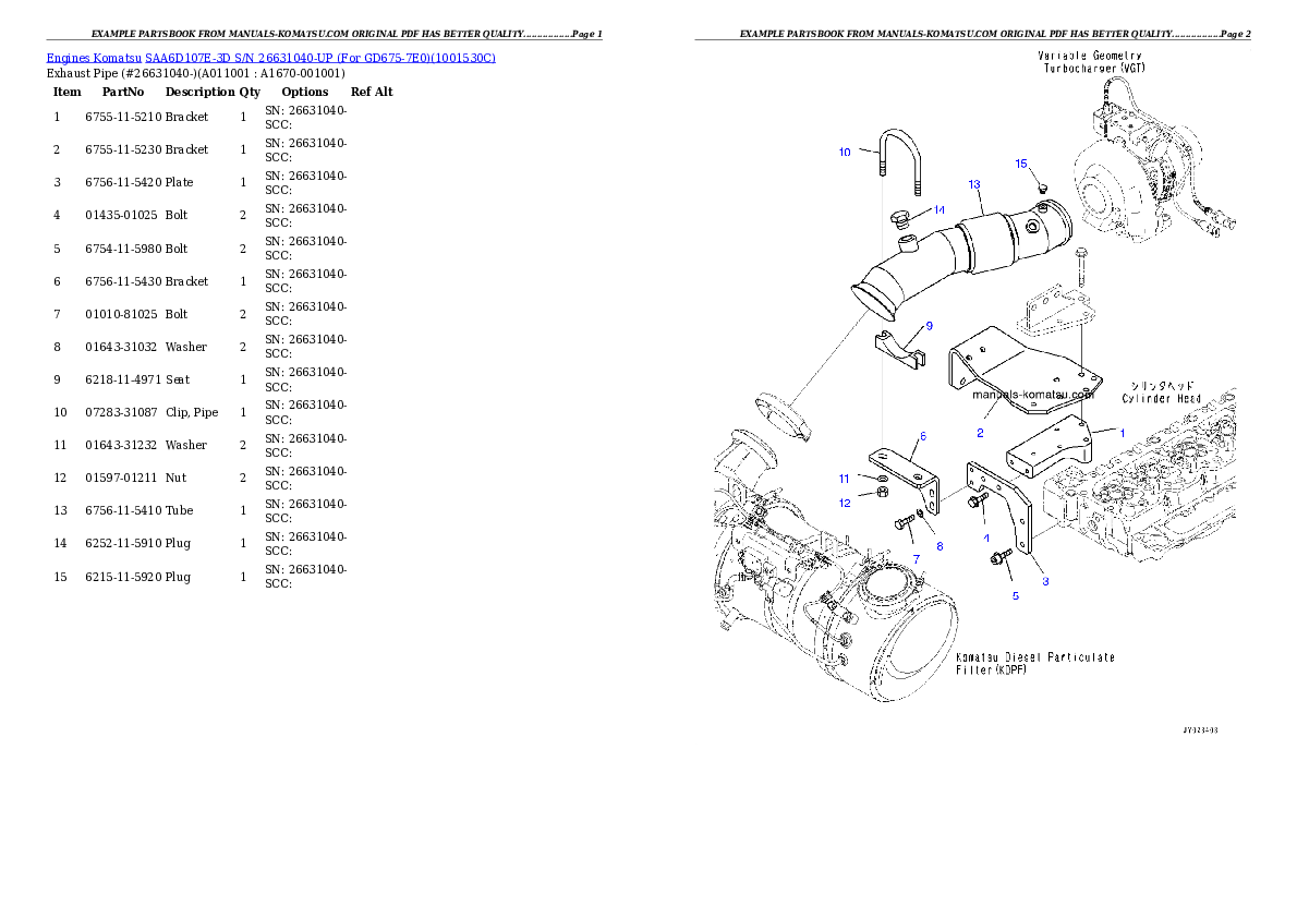 Protected: SAA6D107E-3D S/N 26631040-UP (For GD675-7E0) Partsbook