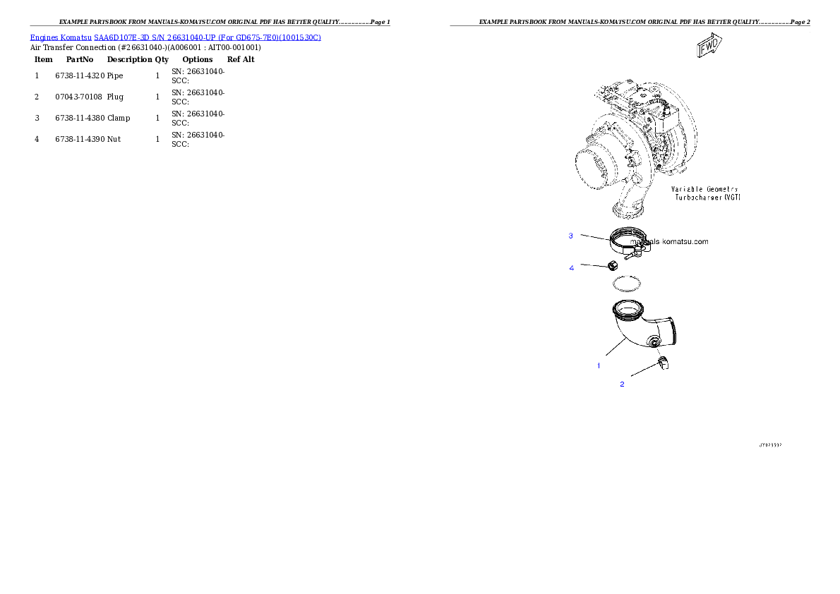 Protected: SAA6D107E-3D S/N 26631040-UP (For GD675-7E0) Partsbook
