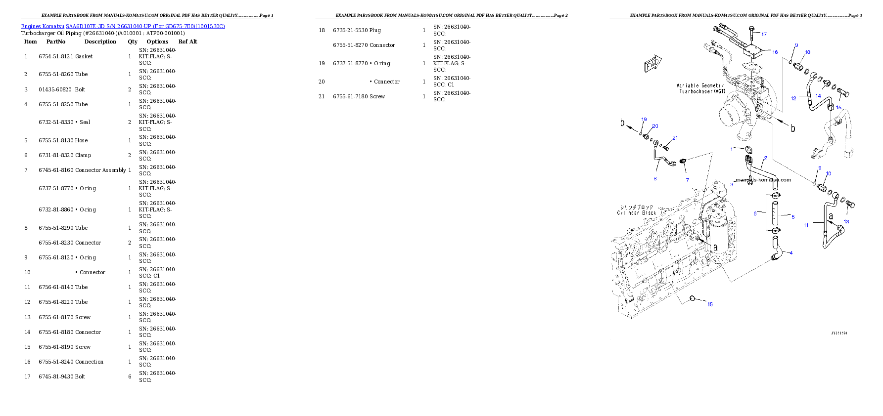 Protected: SAA6D107E-3D S/N 26631040-UP (For GD675-7E0) Partsbook