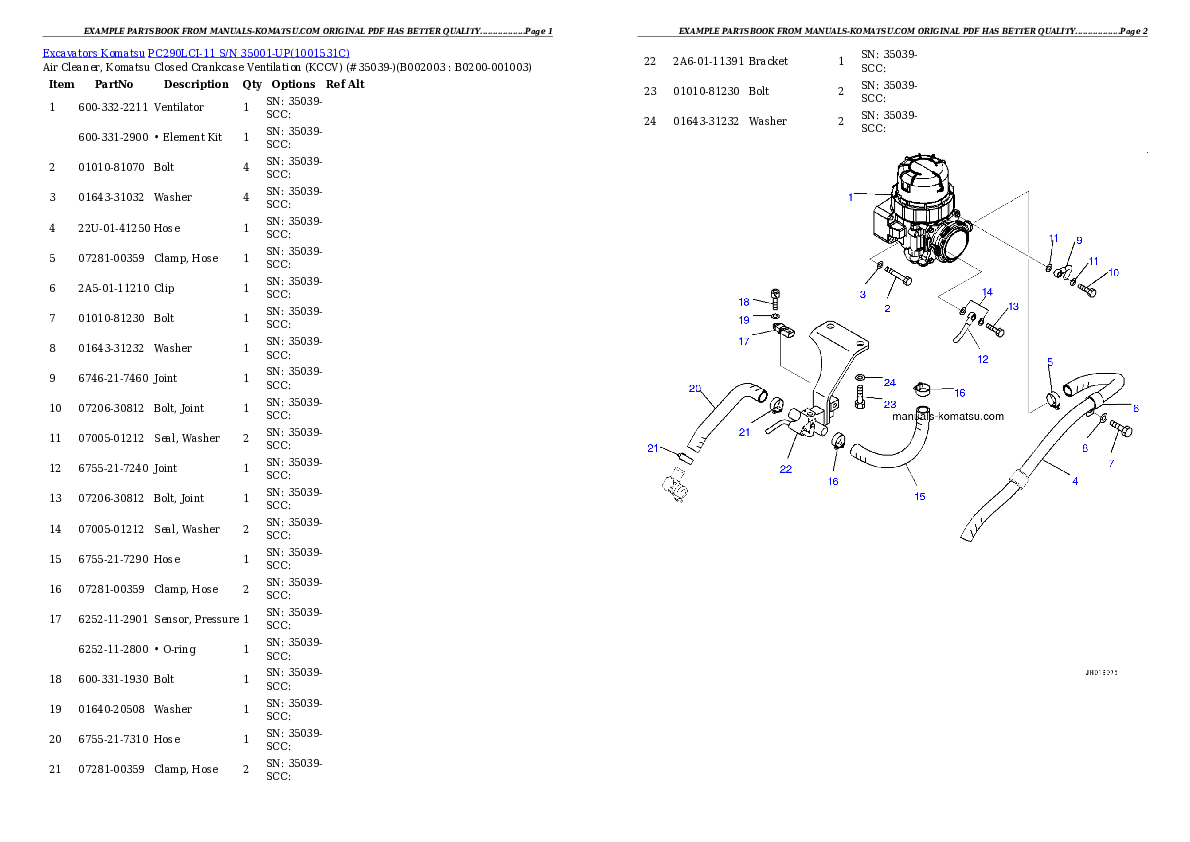 Protected: PC290LCI-11 S/N 35001-UP Partsbook
