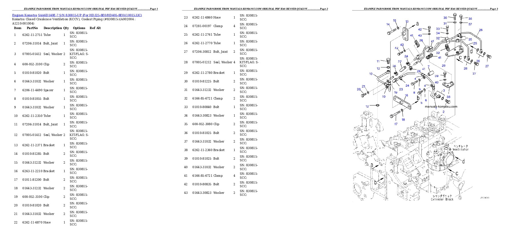 Protected: SAA6D140E-7 S/N 830815-UP (For HD325-8E0/HD405-8E0) Partsbook