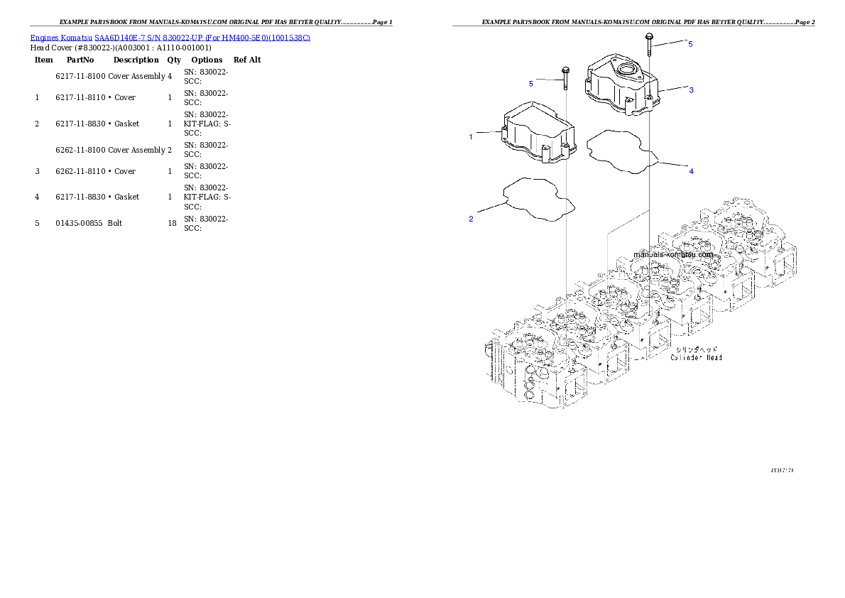 Protected: SAA6D140E-7 S/N 830022-UP (For HM400-5E0) Partsbook