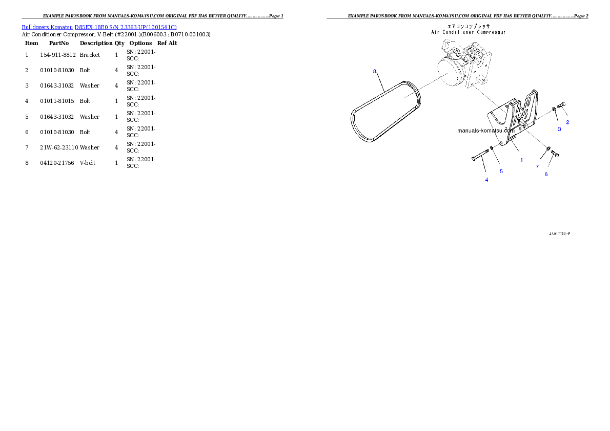 Protected: D85EX-18E0 S/N 23363-UP Partsbook