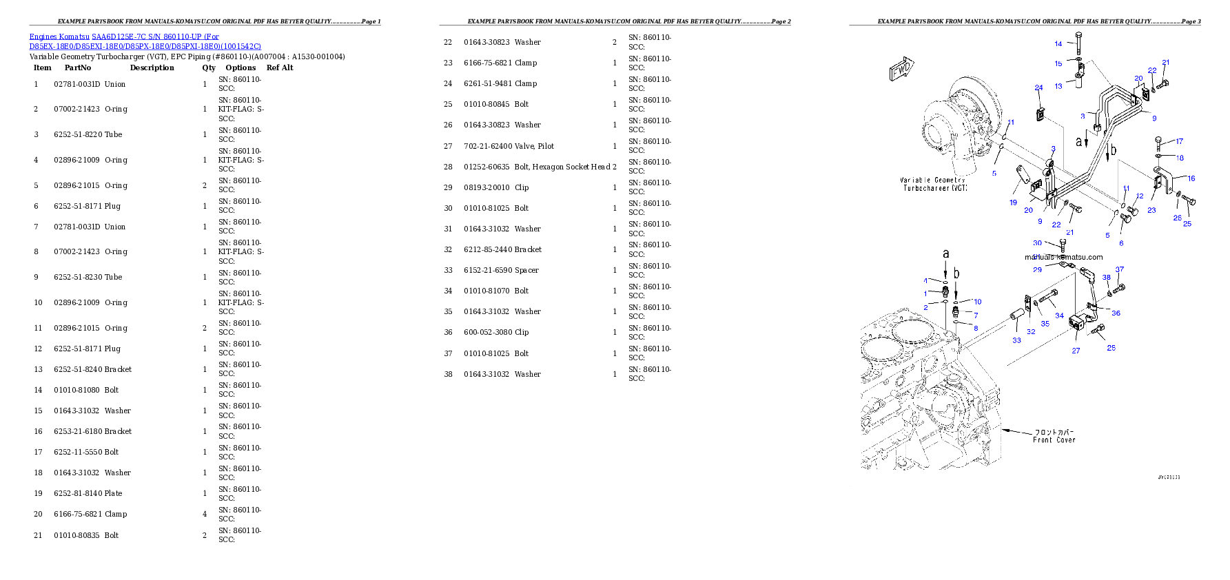 Protected: SAA6D125E-7C S/N 860110-UP (For D85EX-18E0/D85EXI-18E0/D85PX-18E0/D85PXI-18E0) Partsbook