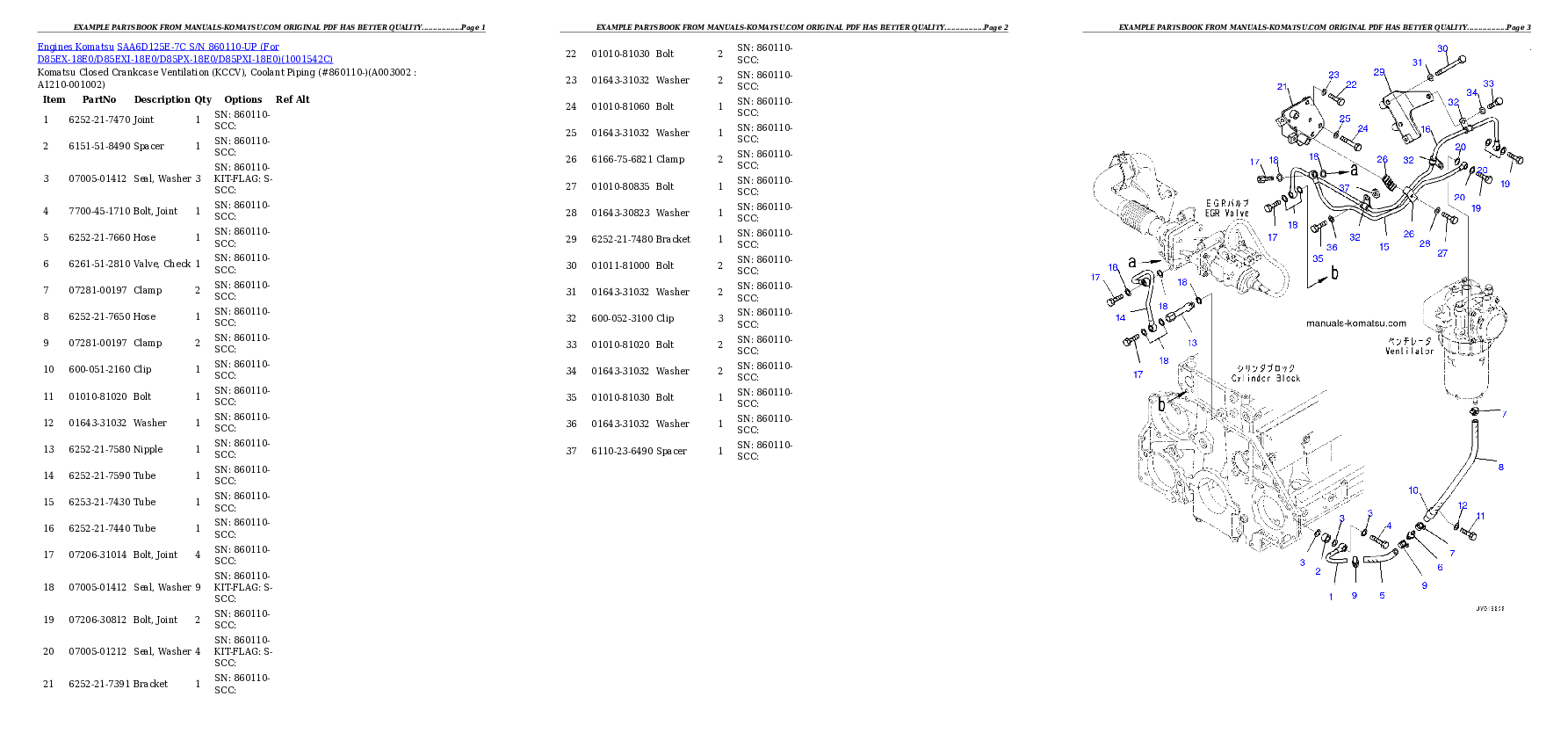 Protected: SAA6D125E-7C S/N 860110-UP (For D85EX-18E0/D85EXI-18E0/D85PX-18E0/D85PXI-18E0) Partsbook