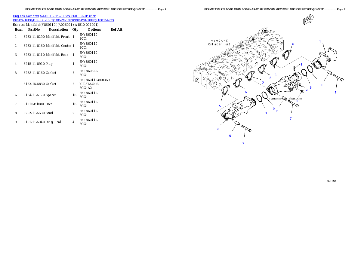 Protected: SAA6D125E-7C S/N 860110-UP (For D85EX-18E0/D85EXI-18E0/D85PX-18E0/D85PXI-18E0) Partsbook