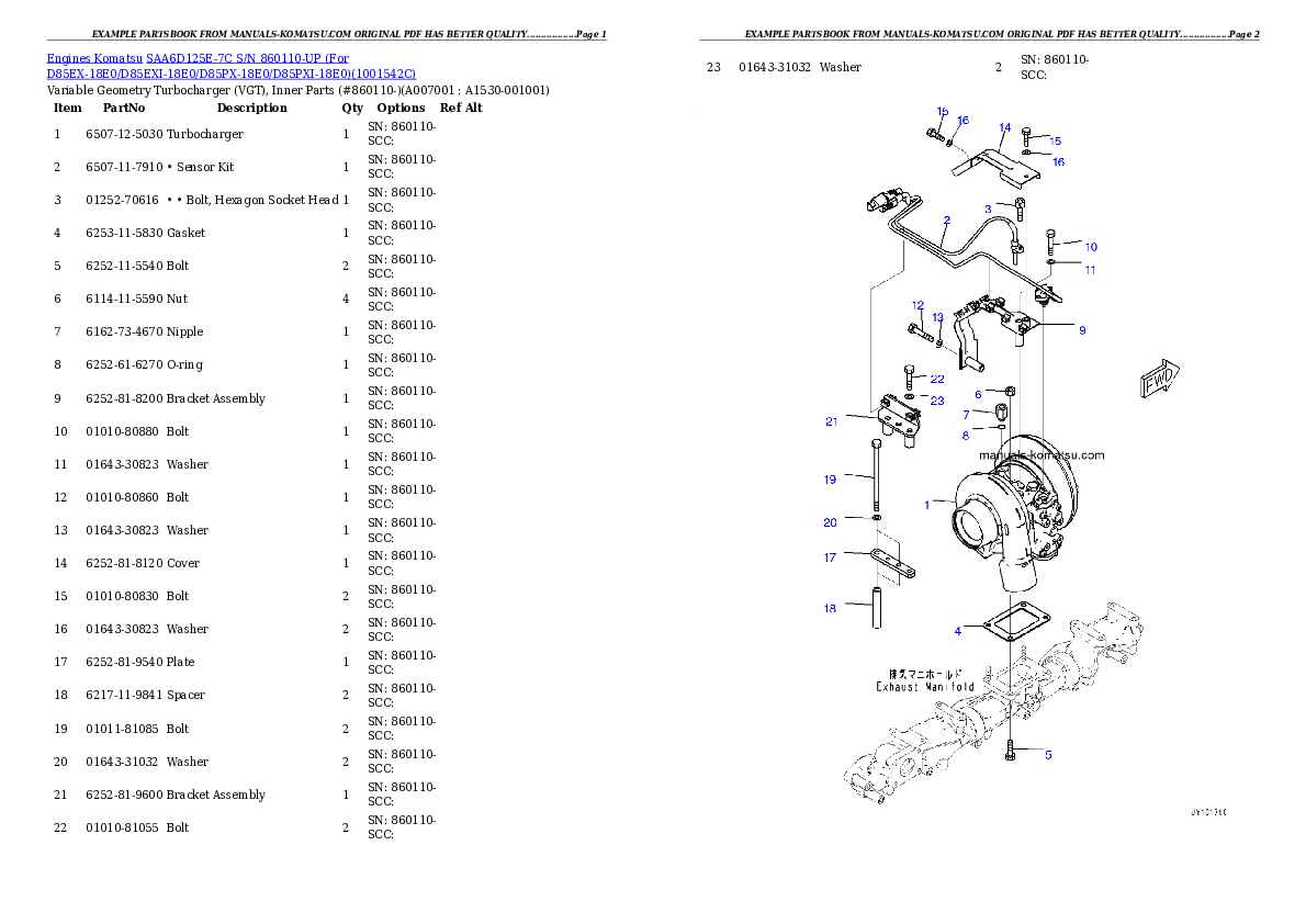 Protected: SAA6D125E-7C S/N 860110-UP (For D85EX-18E0/D85EXI-18E0/D85PX-18E0/D85PXI-18E0) Partsbook