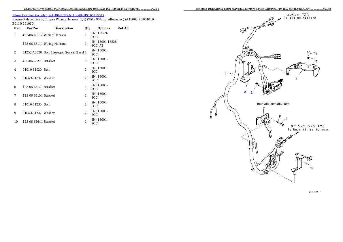 Protected: WA380-8E0 S/N 15648-UP Partsbook