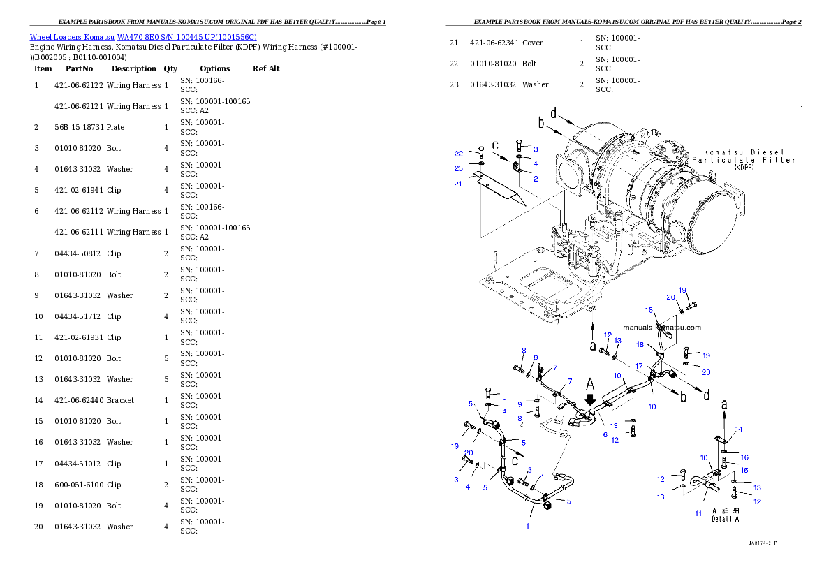 Protected: WA470-8E0 S/N 100445-UP Partsbook