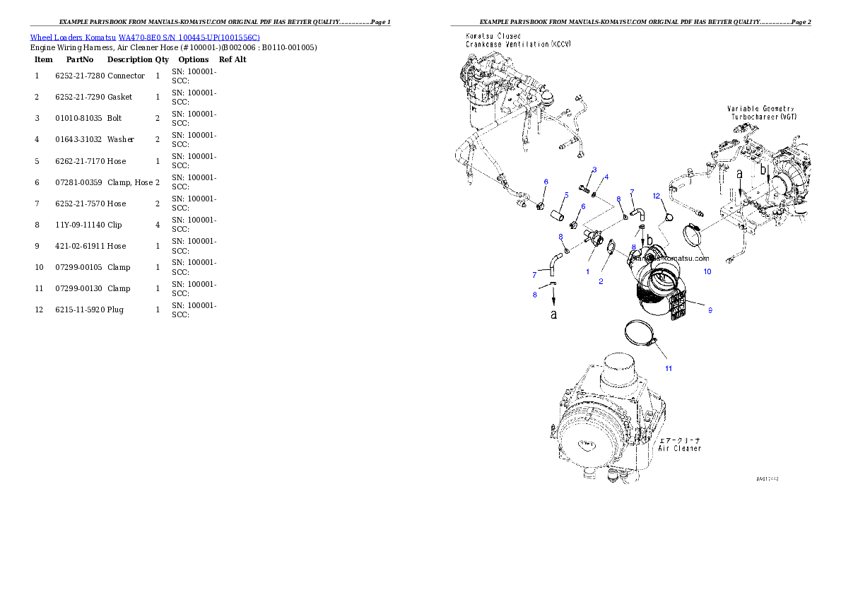 Protected: WA470-8E0 S/N 100445-UP Partsbook