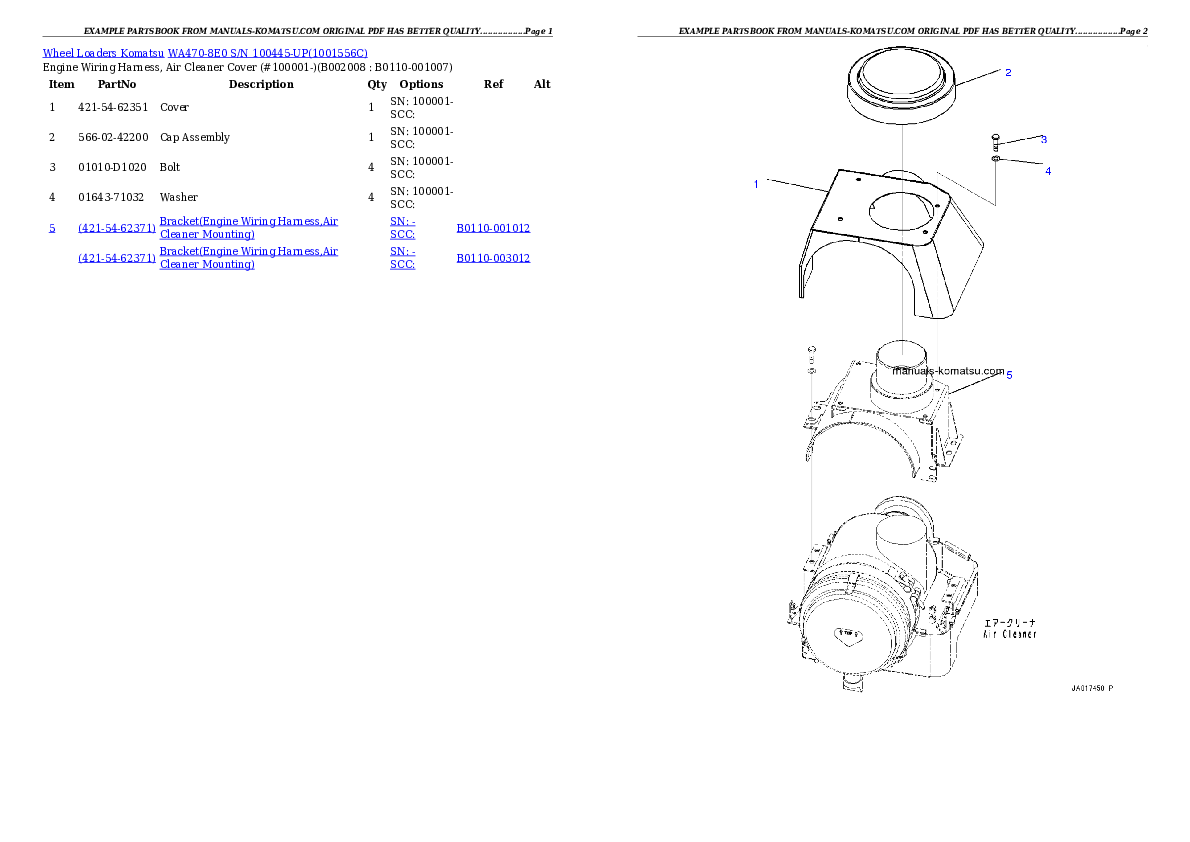 Protected: WA470-8E0 S/N 100445-UP Partsbook