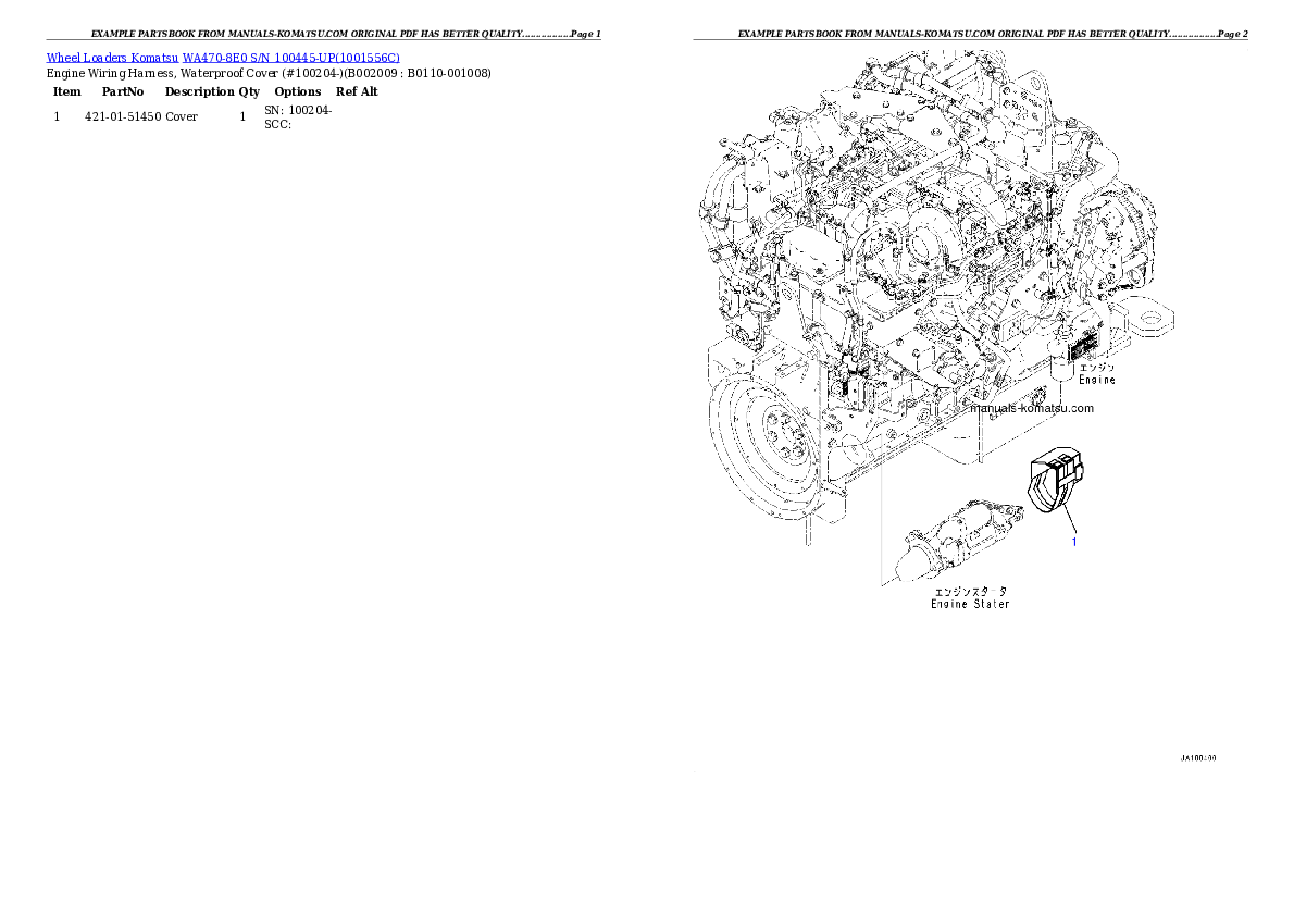 Protected: WA470-8E0 S/N 100445-UP Partsbook